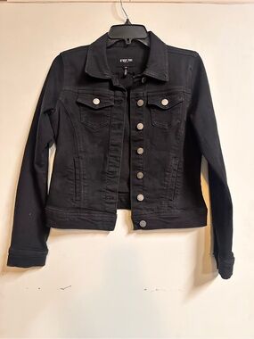 C'EST TOI Black Denim Jacket - Button-Front Jean Jacket